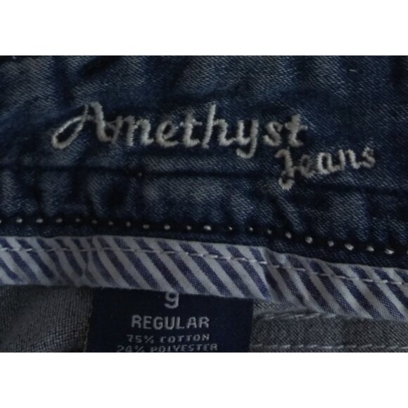 Amethyst Distressed Whiskered Low Rise Stretch Bootcut Jeans Size 9 - Picture 6 of 8